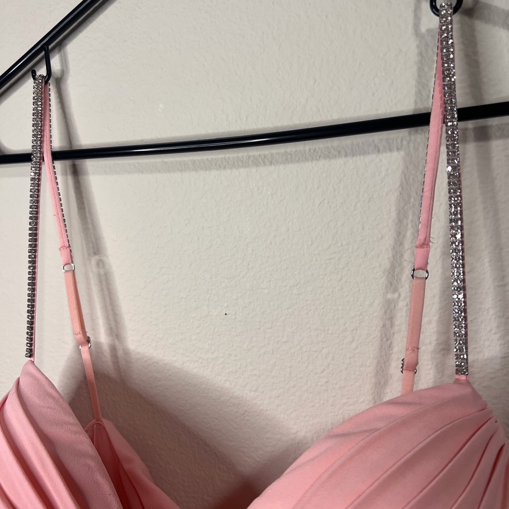 Oh Polly Blush Pink Draped Bodycon Dress with Embellished Straps - Picture 6 of 12